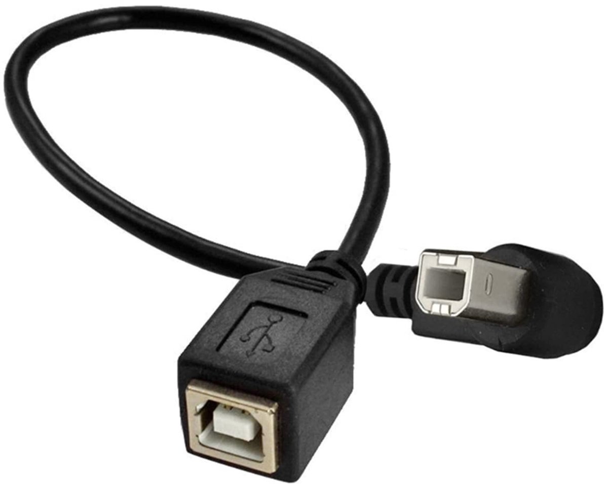 Allecto - USB 2.0 B Bus Kabel - Korte 90 Graden Stekker - Zwart - Hoge Snelheid - Voor Printer en Scanner - Ideaal voor Mobiele Apparaten