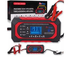 Intelligente Acculader 12V/24V - 10A - Druppellader - Met LCD Display & Reparatie Functie - Voor Auto, Motor en Vrachtwagen - AGM/GEL/Loodzuur - Start-Stop Geschikt