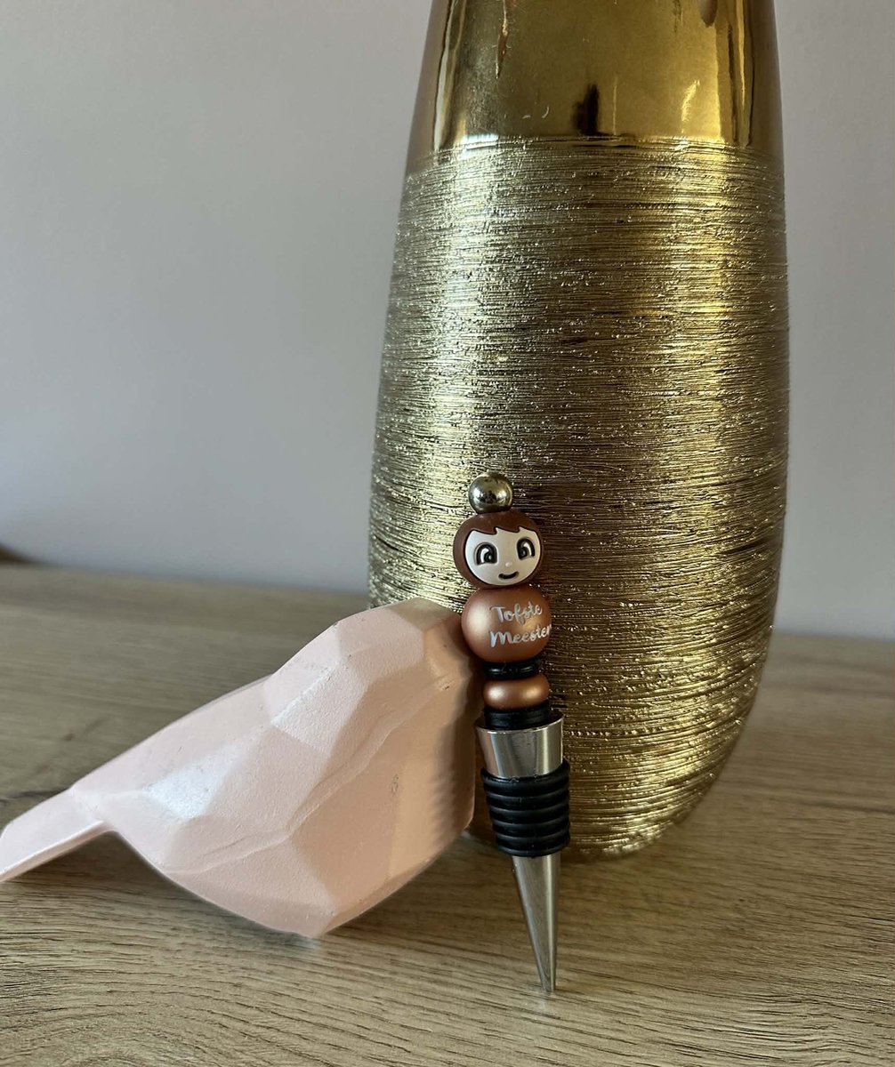 Wijnstopper Voor Meester - Afscheidscadeau - Stijlvolle Wijnstopper - Origineel afscheidscadeau - Wijnstopper Voor Meester RVS met silliconen kralen - Origineel afscheidscadeau Voor Meester