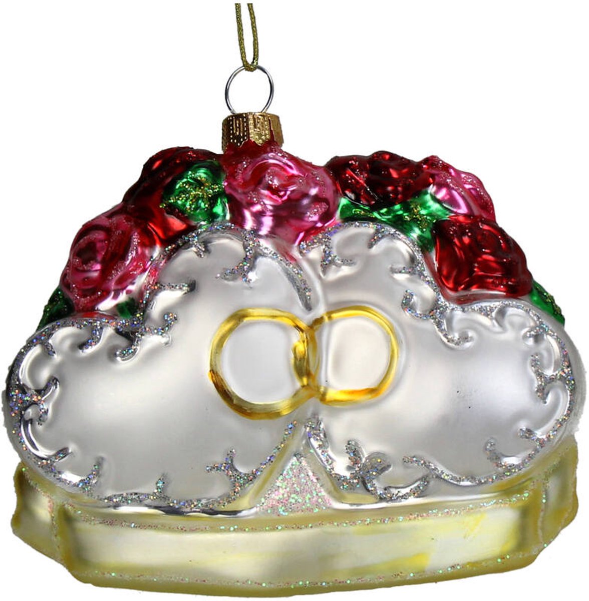 HD Collection Kerst Ornament Bruiloftsarrangement – Glas Multi – 10,9 cm – Trendy Kersthanger