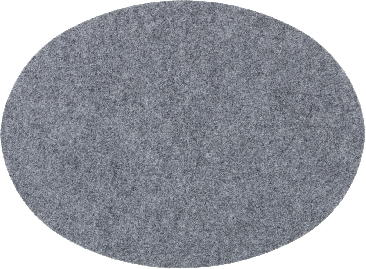 4 Vilten Placemats Ovaal + 4 Onderzetters Grijs 45x33cm