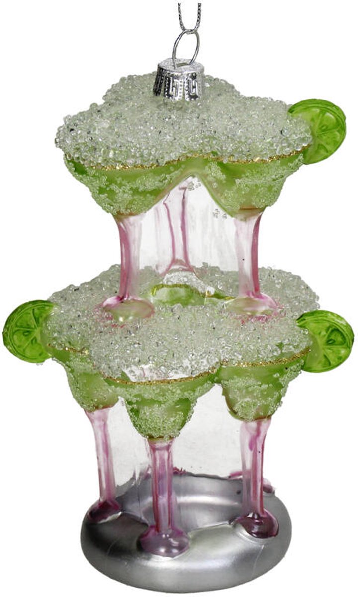 HD Collection Kerst Ornament Cocktailtoren – Glas Multi – 13,3 cm – Sparkle Club – Luxe Kersthanger