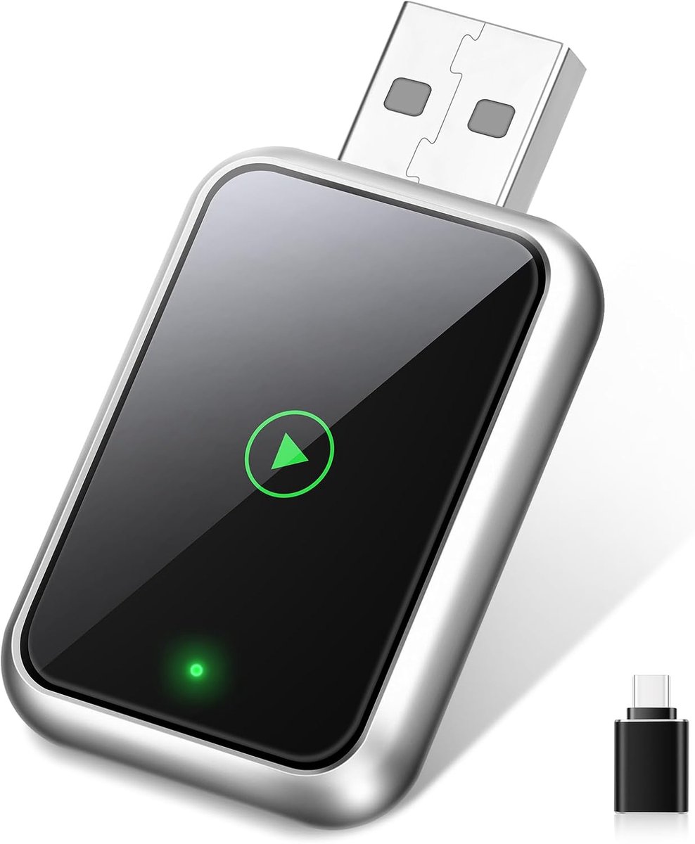 Draadloze CarPlay-adapter, ultrasnelle draadloze conversie voor bedrade CarPlay, compact en stabiel, auto-adapter geschikt voor iOS 10+ en iPhone 6 en nieuwer