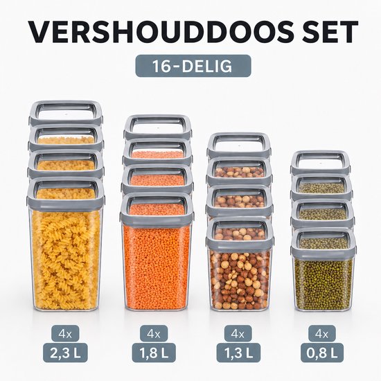 Curver - Boîte de conservation SET de 16 pièces - 4x 0,8 L + 4x 1,3 L + 4x 1,8 L + 4x 2,3 L