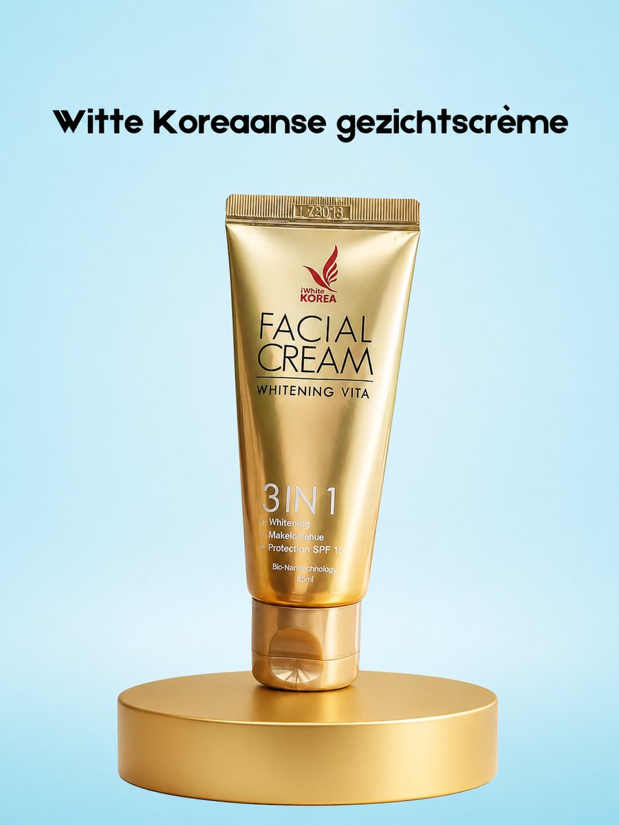 White Korea Facial Cream 3-in-1 Whitening Vita – 65 ml – Verhelderende & Voedende Gezichtscrème – Hydrateert, Egaliseert de Huidtint & Ondersteunt Huidherstel – Voor een Stralende, Gladde & Gezonde Huid