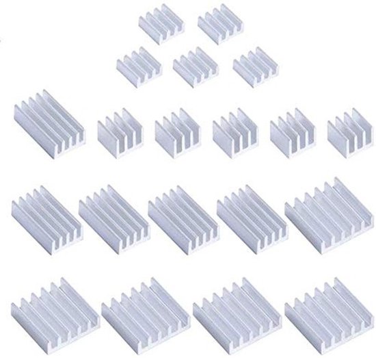 Shopcentral - Raspberry Pi 4B - Heat Sink - Aluminium - Koeling - Heatsink - 20 stuks - Geschikt voor Raspberry Pi 4 Model B