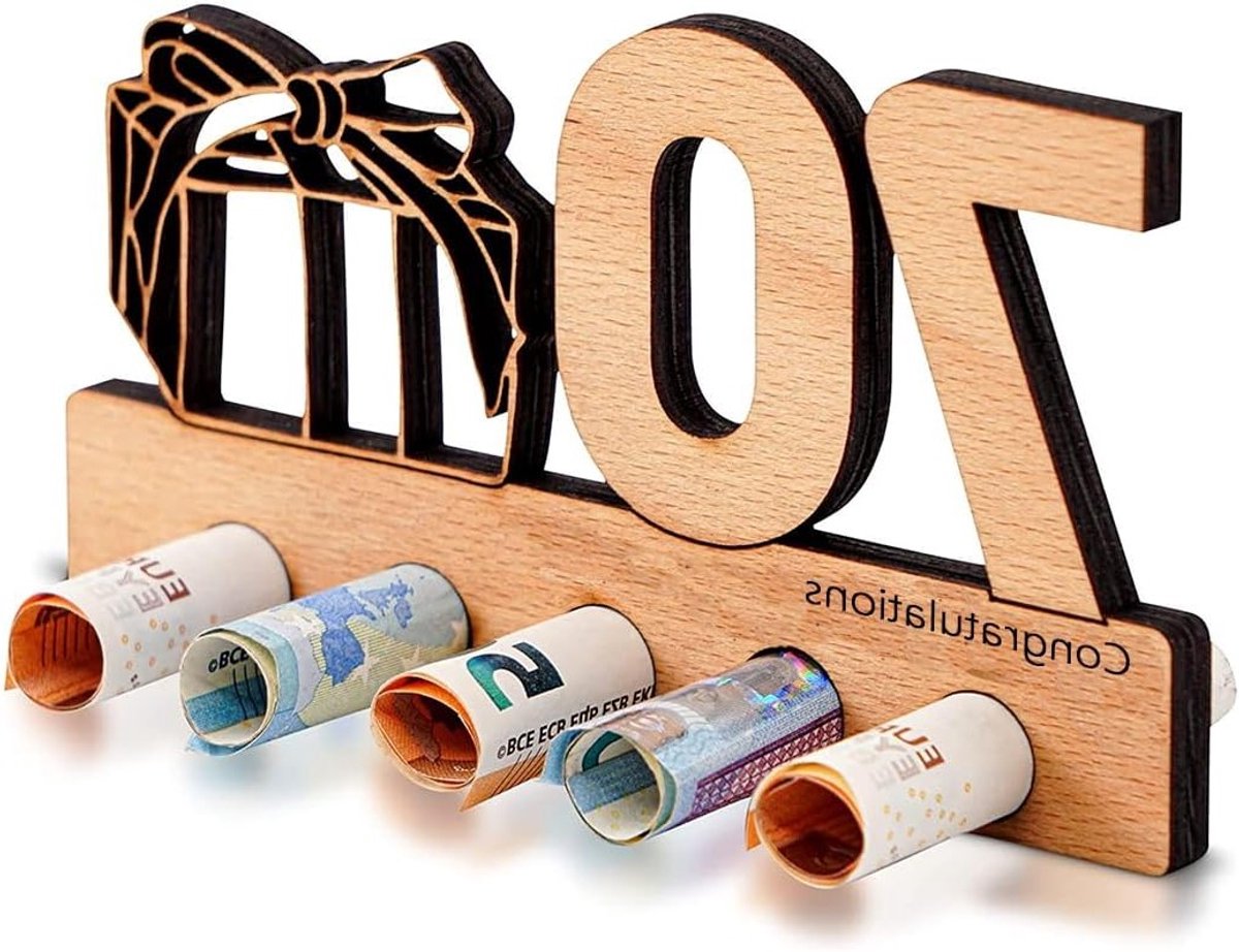 Houten cadeau voor de 70ste verjaardag, jubileum of speciale gelegenheid - uniek en persoonlijk geschenken