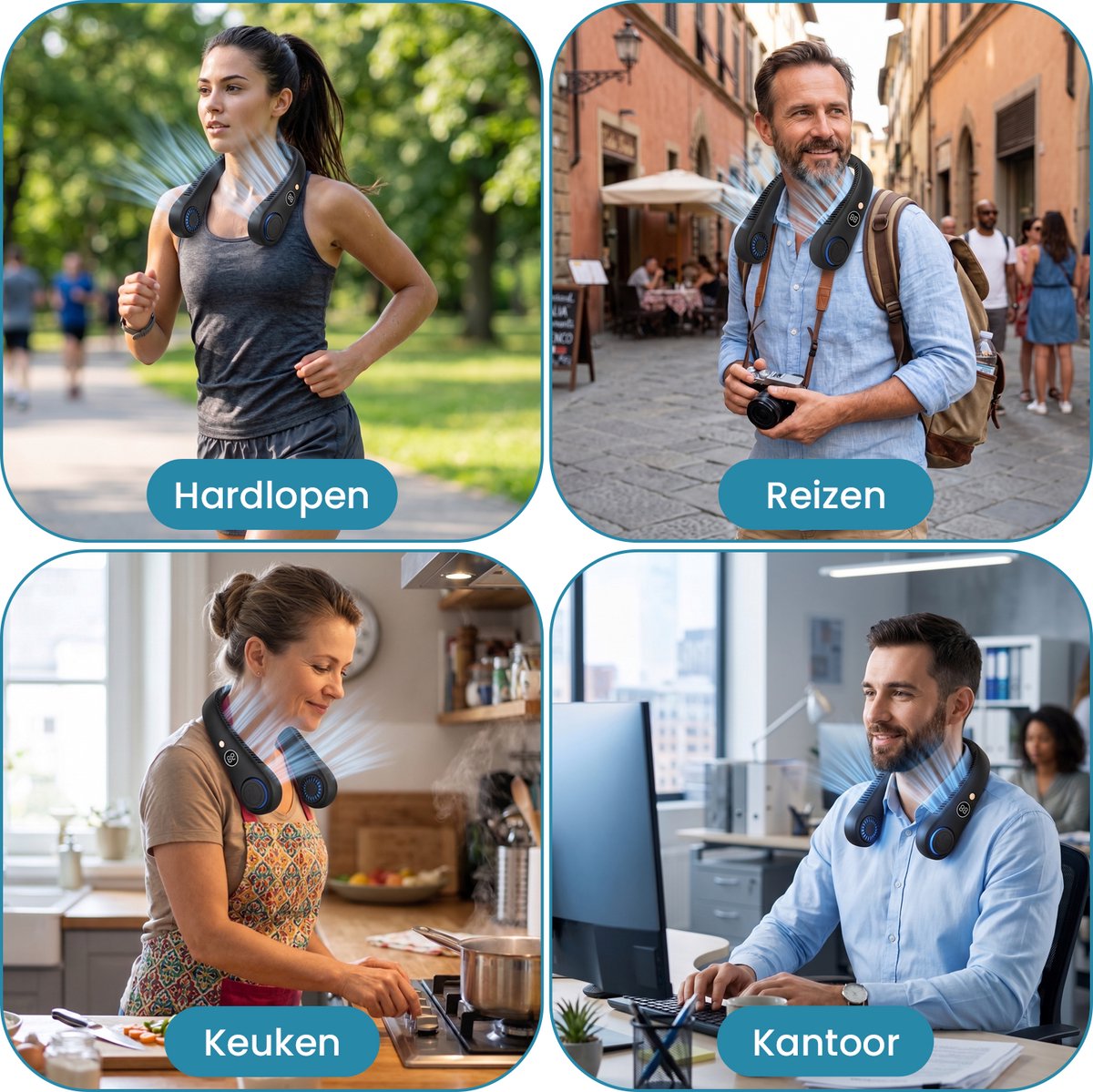 Twenty4seven® Nek Ventilator - Draagbare Nekventilator met Koeling - Mini Nek Fan - Gezichtsventilator & Handventilator - Portable Neck Fan met 5 Standen — afbeelding 6