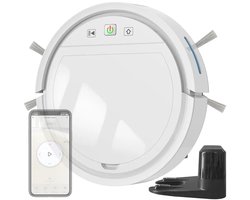 Smart Robot stofzuiger met borstels en dweil functie in gratis Tuya en Smartlife app. wit