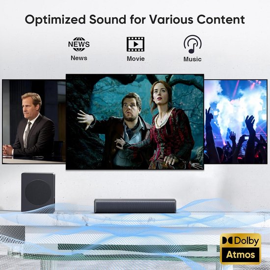 Krachtige 2.1 Soundbar met Dolby Atmos voor Thuisbioscoop Geluid — afbeelding 3