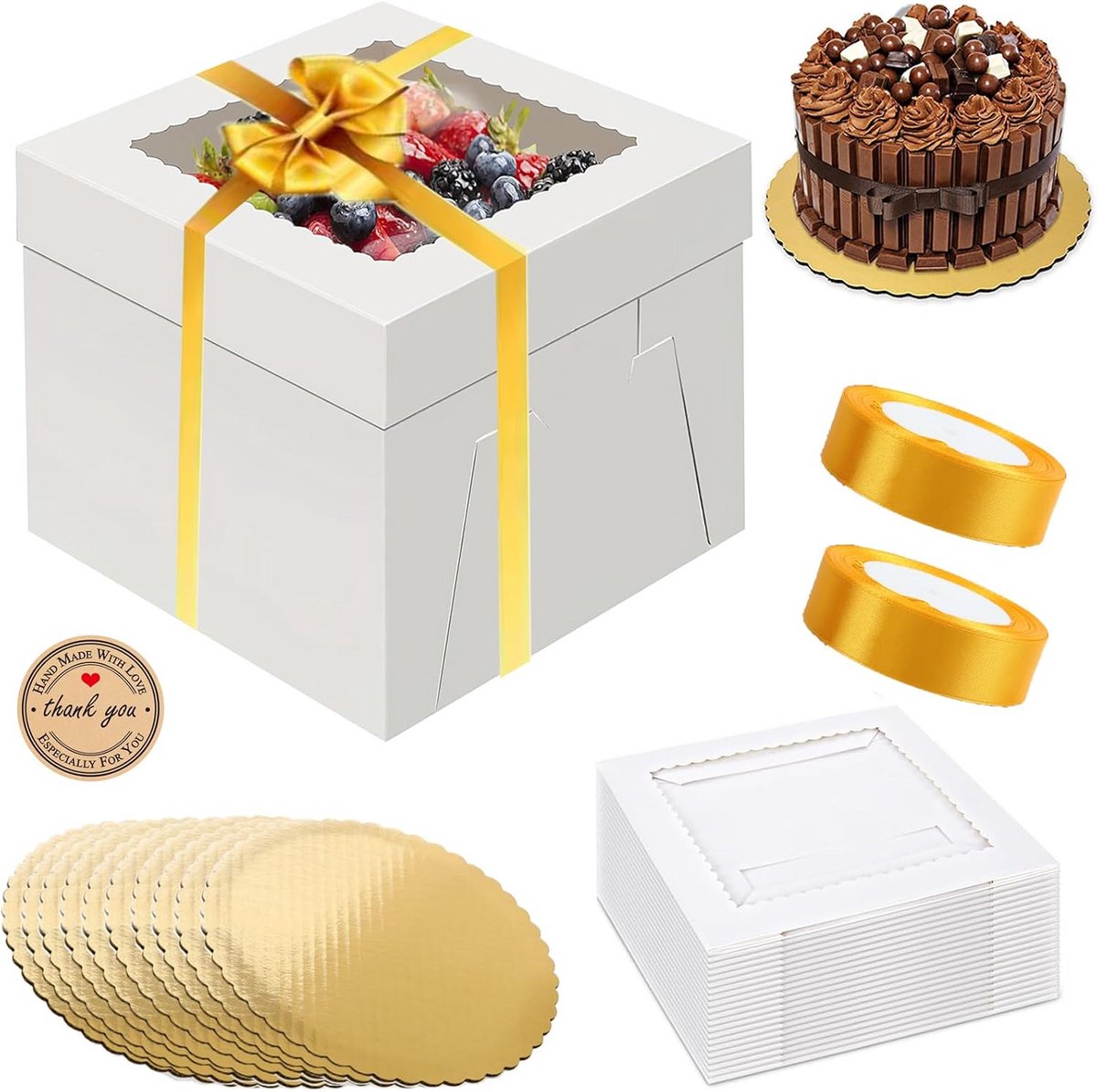Taartbox 25 cm met kijkvenster - transparante taartdoos voor gebak en desserts