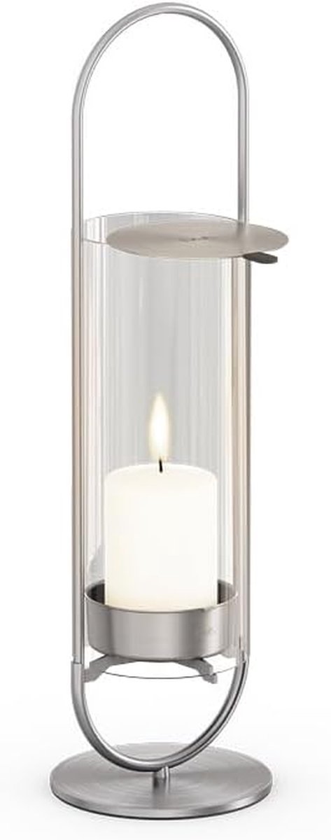 Ovale Lantaarn voor Kaarsen - Stijlvolle Windlicht voor Binnen en Buiten met RVS & Glas