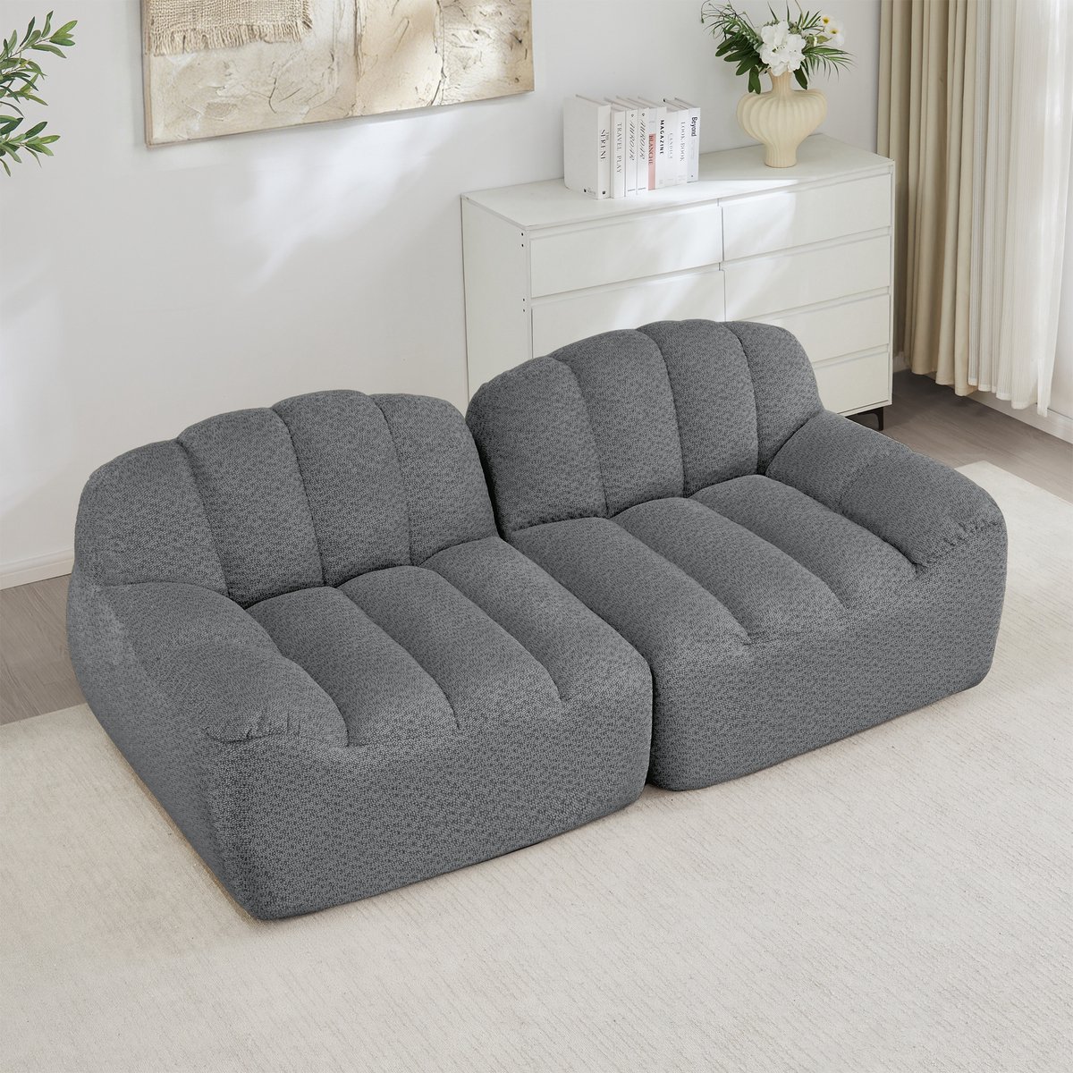 Wishdor Modulaire 2-Zits Bank - Ergonomische Gebogen Vorm En Diepe Zitting - Voor Woonkame