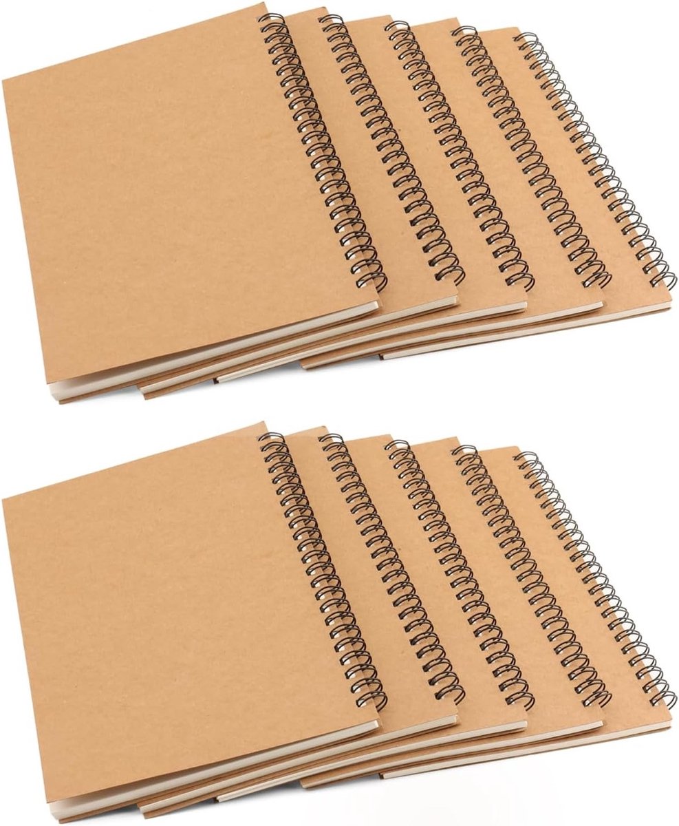 10 Stuks A5 Spiral Notebook - 14,5 x 21 cm, Zachte Kaft, 120 Pagina's voor Zakelijk en Reizen, Ideaal voor Notities en Journaling