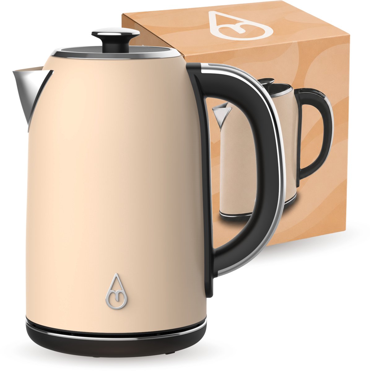 Motivai Waterkoker met Warmhoudfunctie & Temperatuurregeling – 1.7L – 2200W – BPA-vrij & PHAS-vrij RVS – Retro – Matte Beige — afbeelding 7