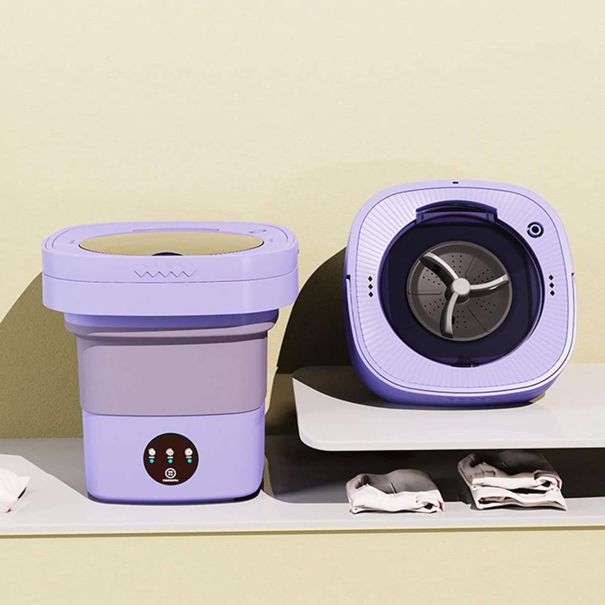 Opvouwbare Wasmachine Compacte Wasser Kleine Ruimtes Geïntegreerde Was-Droogcombinatie 12 Liter Capaciteit Paars