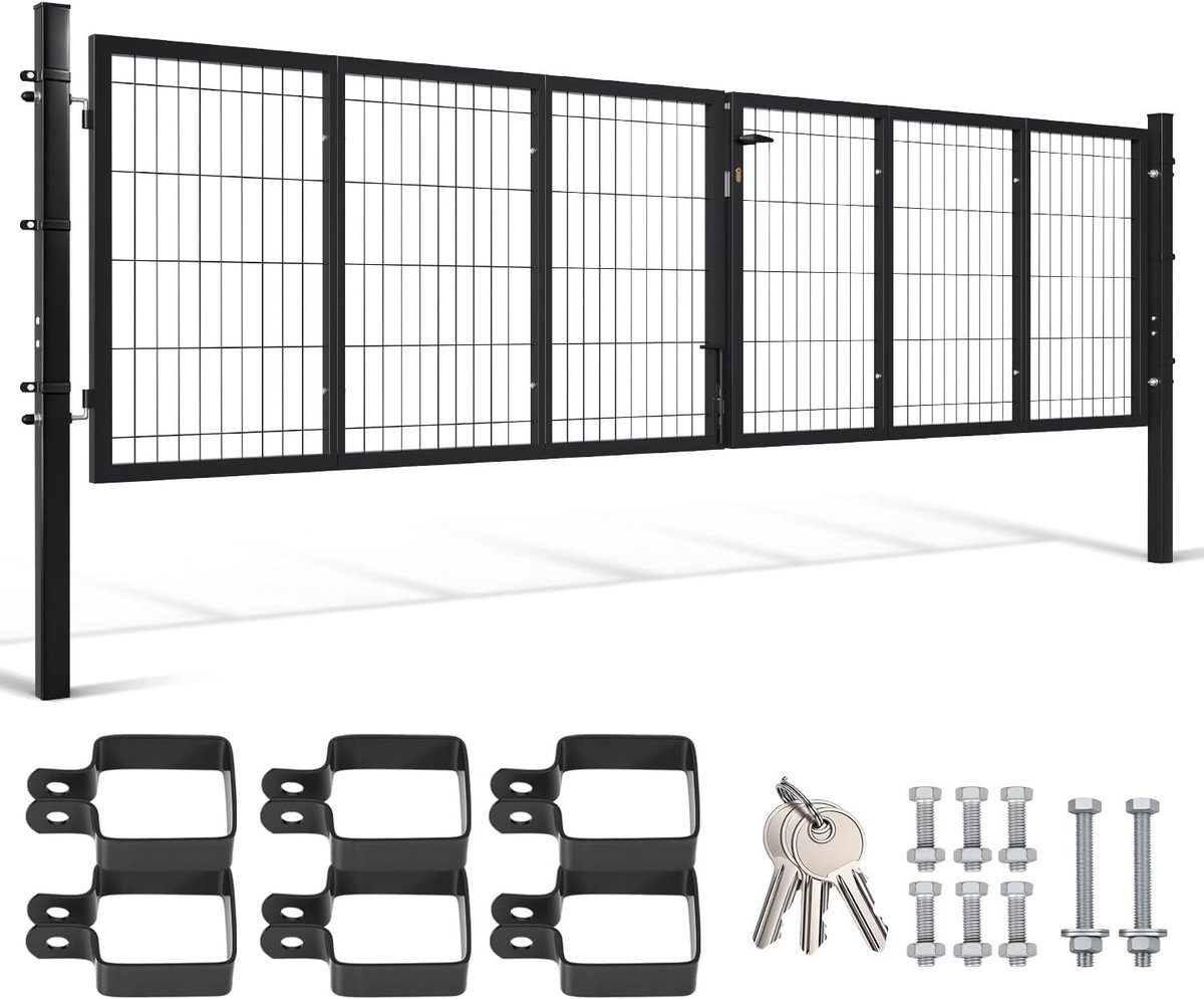 Dubbele Tuinpoort - Dubbele Vleugelpoort - Erf Afscheiding - Industriële Stijl - 350 x 100