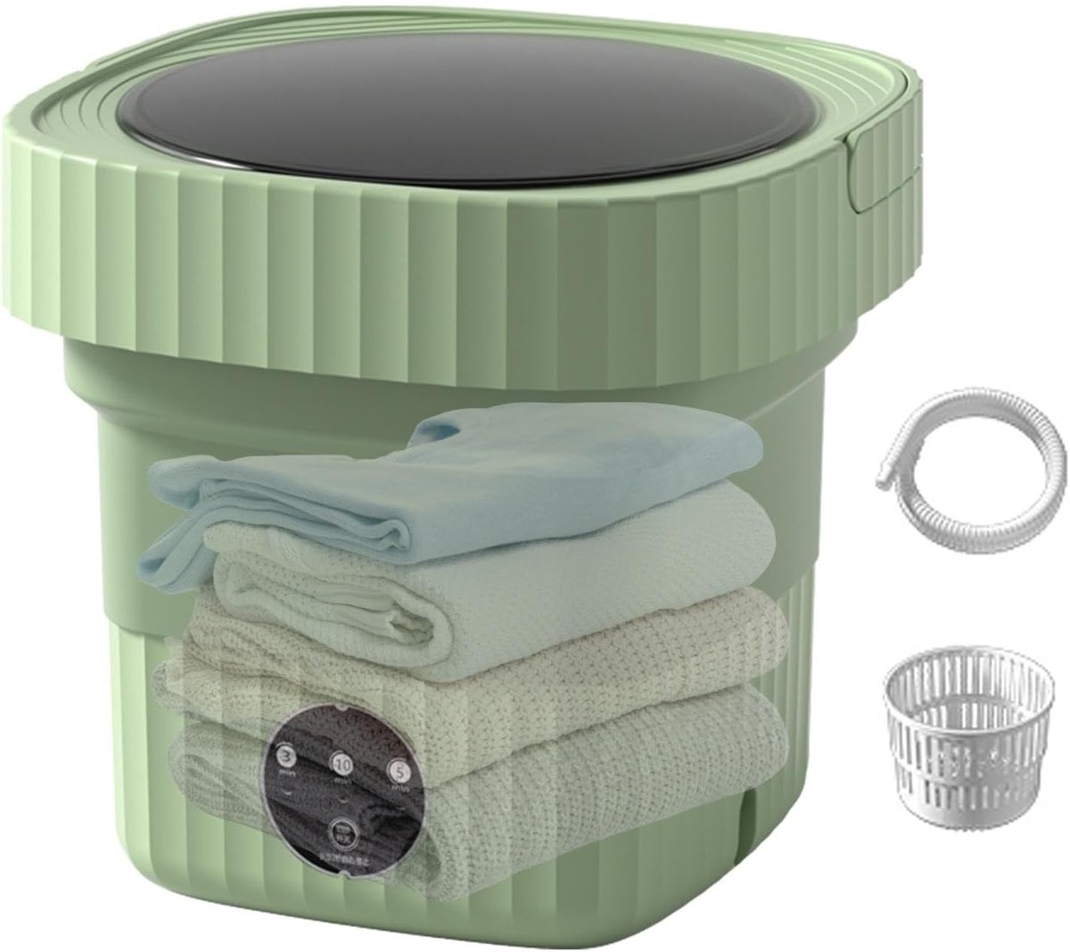 Draagbare Wasmachine Kleine Automatische Reiniger Snel Kleding Wassen Opvouwbaar Compact Ontwerp 6 Liter Inhoud Groen Paars