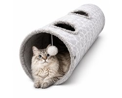BOTC Kattentunnel - Speeltunnel Voor Dieren - Tunnel Kat - Kattenhuis - Speeltunnel kat - Lichtgrijs