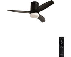 CREATE - Stille 40W plafondventilator met technische ABS bladen (Ø112cm) (ruimtes ≤10m²) - Zwart - Met licht - Afstandsbediening - WIND CALM