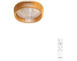 CREATE - Plafondventilator 20W stil Ø58cm richtingsschoepen met LED verlichting - Wit / Licht hout - WIND CRAFT
