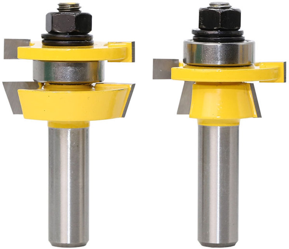 2 stuks - Pen- en sleuffreesset - 8 mm schacht - voor doe-het-zelf CNC-graveermachines, afwerkmachines en houtbewerking
