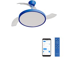 CREATE - Plafondventilator 40W stil met intrekbare bladen met licht - Ø108cm - Kobaltblauw - WIFI + afstandsbediening - WIND CLEAR STUDIO