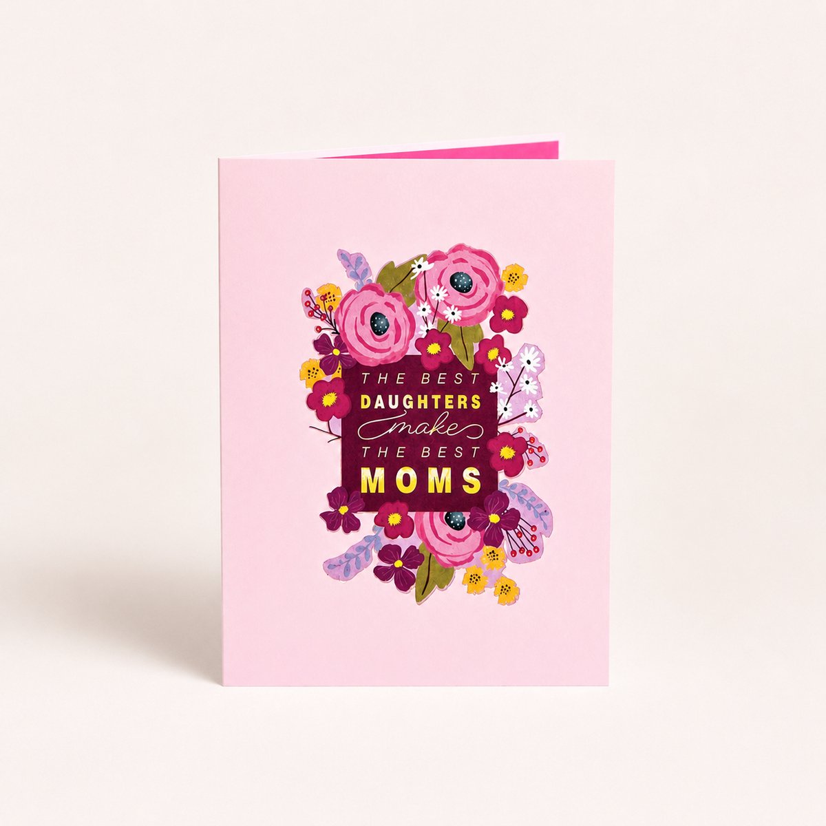 Paperbloom Kaart voor Mama - Moederdag Wenskaart - Roze Bloemenprint - Cadeaukaart voor Moeders