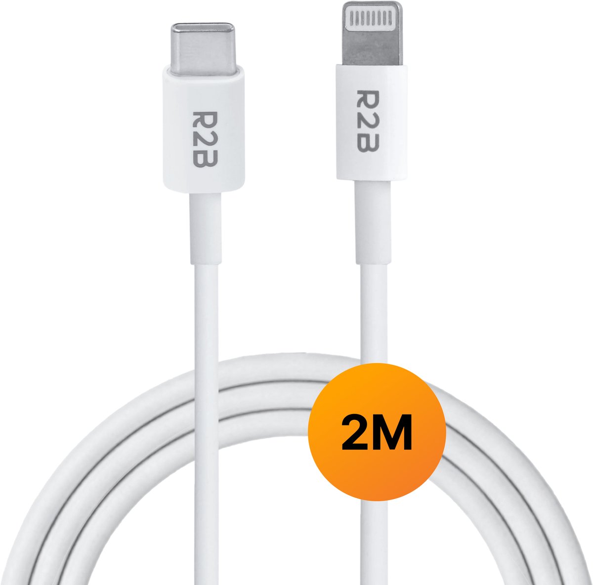 R2B USB C Kabel geschikt voor Lightning - 2 Meter - Extra stevige USB-C kabels - Oplaadsnoer - Oplaadkabel - Power Cable