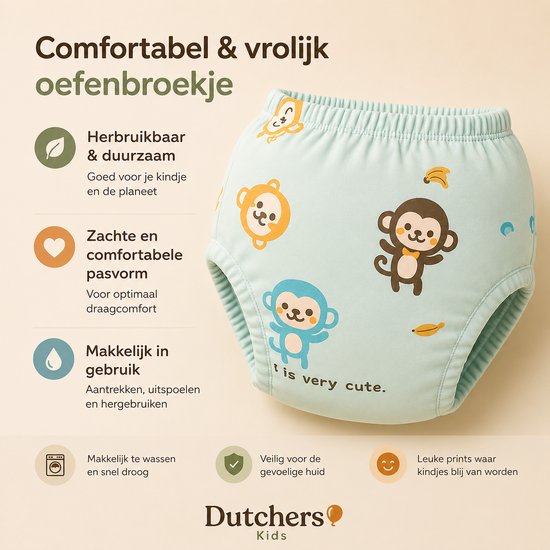 Dutchers.® Oefenbroekjes Zindelijkheid - Inclusief Beloningsposter - Vrij van Schadelijke Stoffen - GEEN luier - Helpt écht bij zindelijk worden - Potjestraining - 6 Stuks - Dieren Prints - Zindelijkheidstraining - 12 tot 17 KG - 2,5 tot 5 Jaar