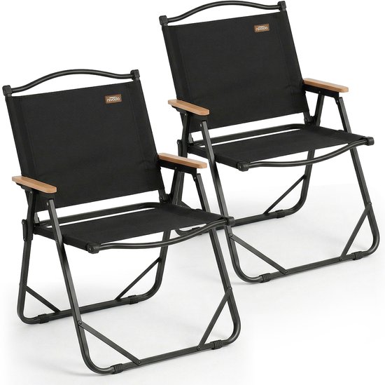NIVADA Campingstoel 2pcs - Zwart - Opvouwbaar - 120kg Draagkracht - Tuinstoel - Strandstoel - Klapstoel