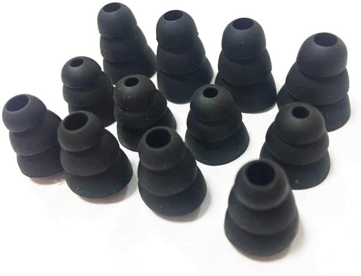 Comfortabele Silicium Sport Oordopjes met Drievoudige Flens - Geluidsisolatie en Verbeterde Pasvorm 4mm-7mm, Zwart