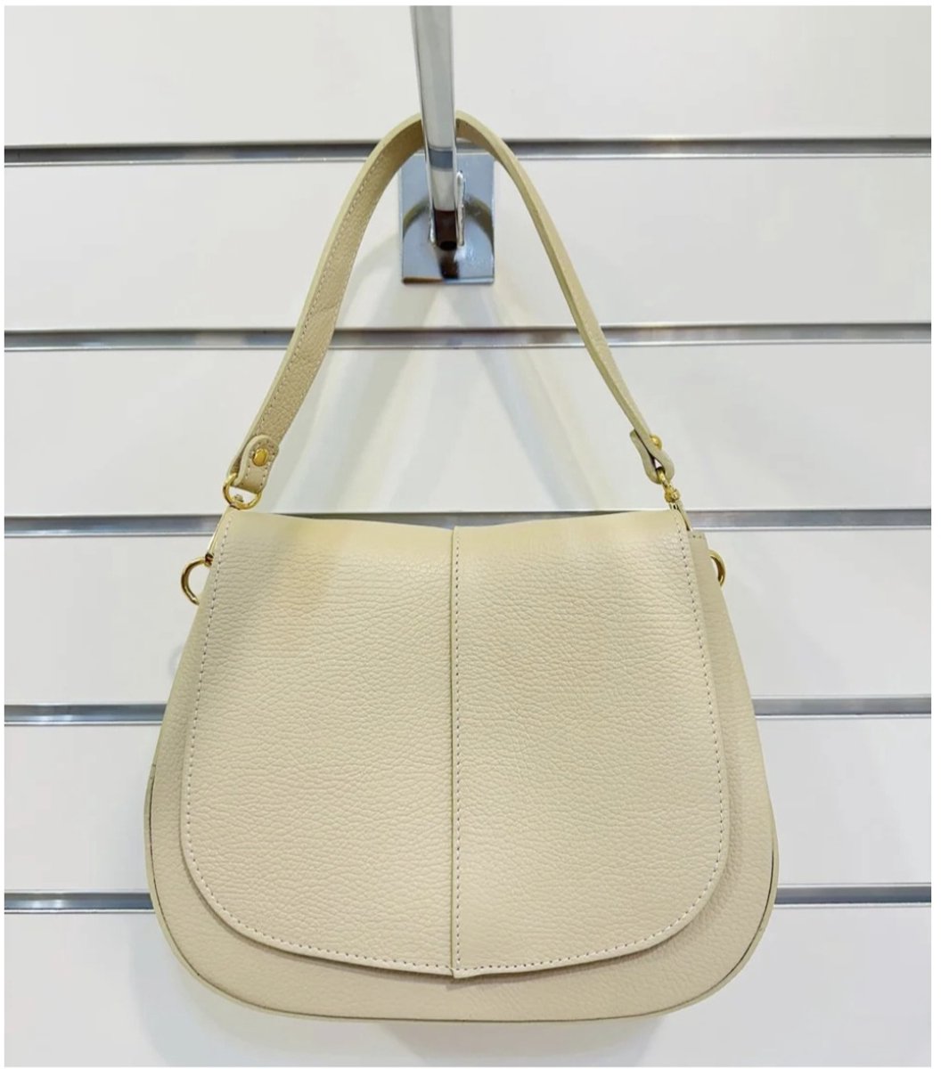 Beige leren tas, Mondieux madame bij Bibossline