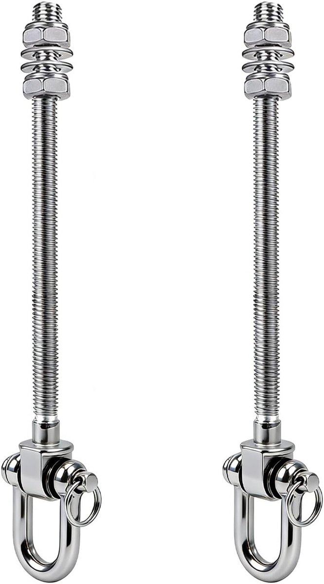 Set van 2 RVS Schommelhaken met Lagers, Draaibolts M10, Capaciteit 680 kg, Geluidsloze Schommelhaken voor Houten en Stalen Balken, Hangmat, Yoga Hangmat, Tuinschommel