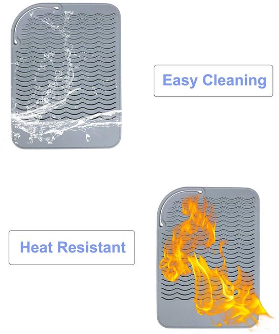 Hittebestendige siliconen mat 21,8x16cm grijs - Voor stijltang, krultang en haarstyling gereedschap van Merkloos — afbeelding 3