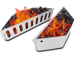 Houtskoolmand voor Weber 7403 - Past op 47,6 & 67 cm Houtskoolbarbecues - Directe & Indirecte Warmte - 2 Stuks - Zwart - 1 Set