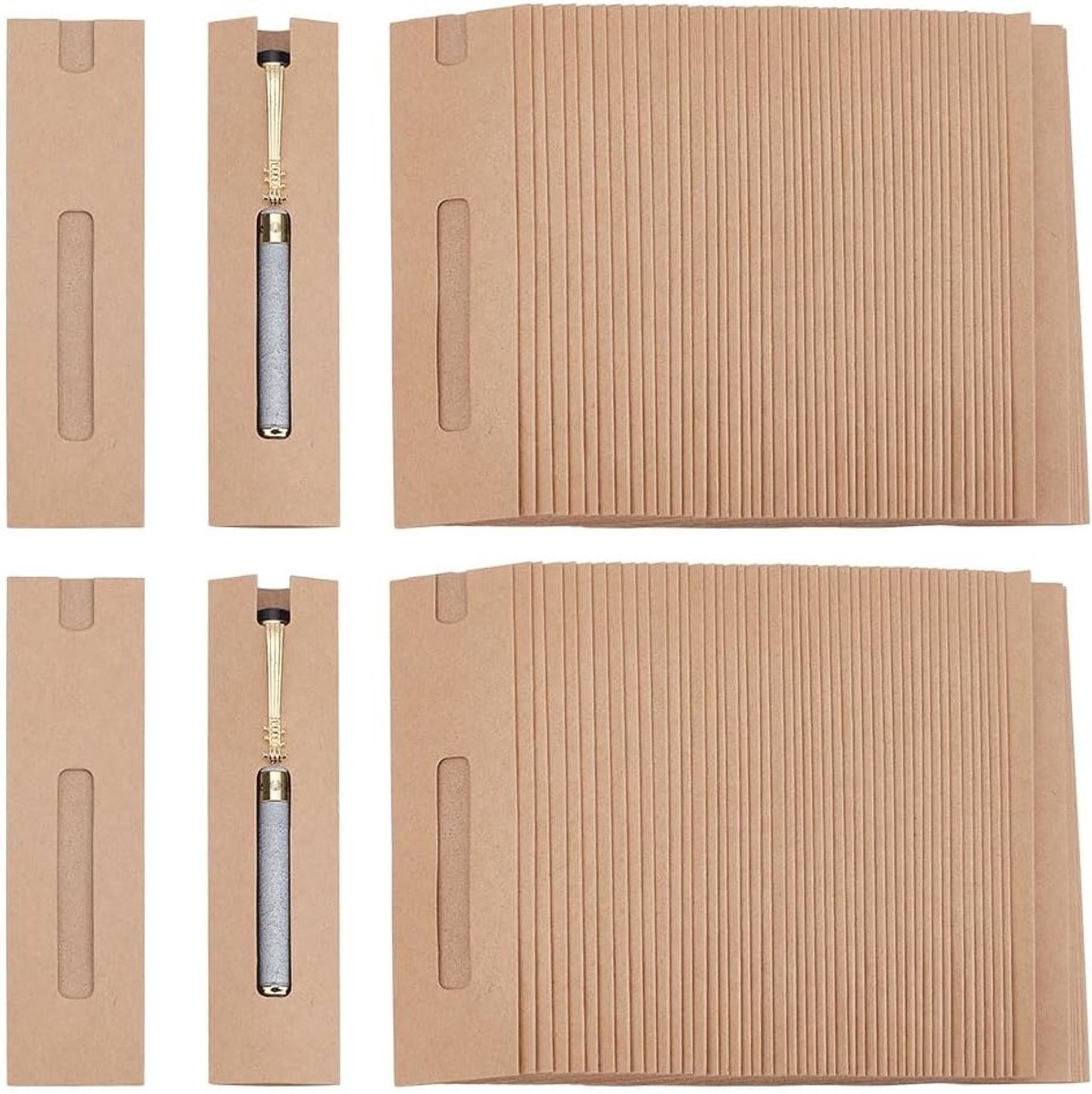Allecta - Kraft Pen Geschenkdozen 120 stuks met Helder Venster - Pen Verpakking voor Potlood Balpen Vulpen - Display en Kantoor Schoolbenodigdheden