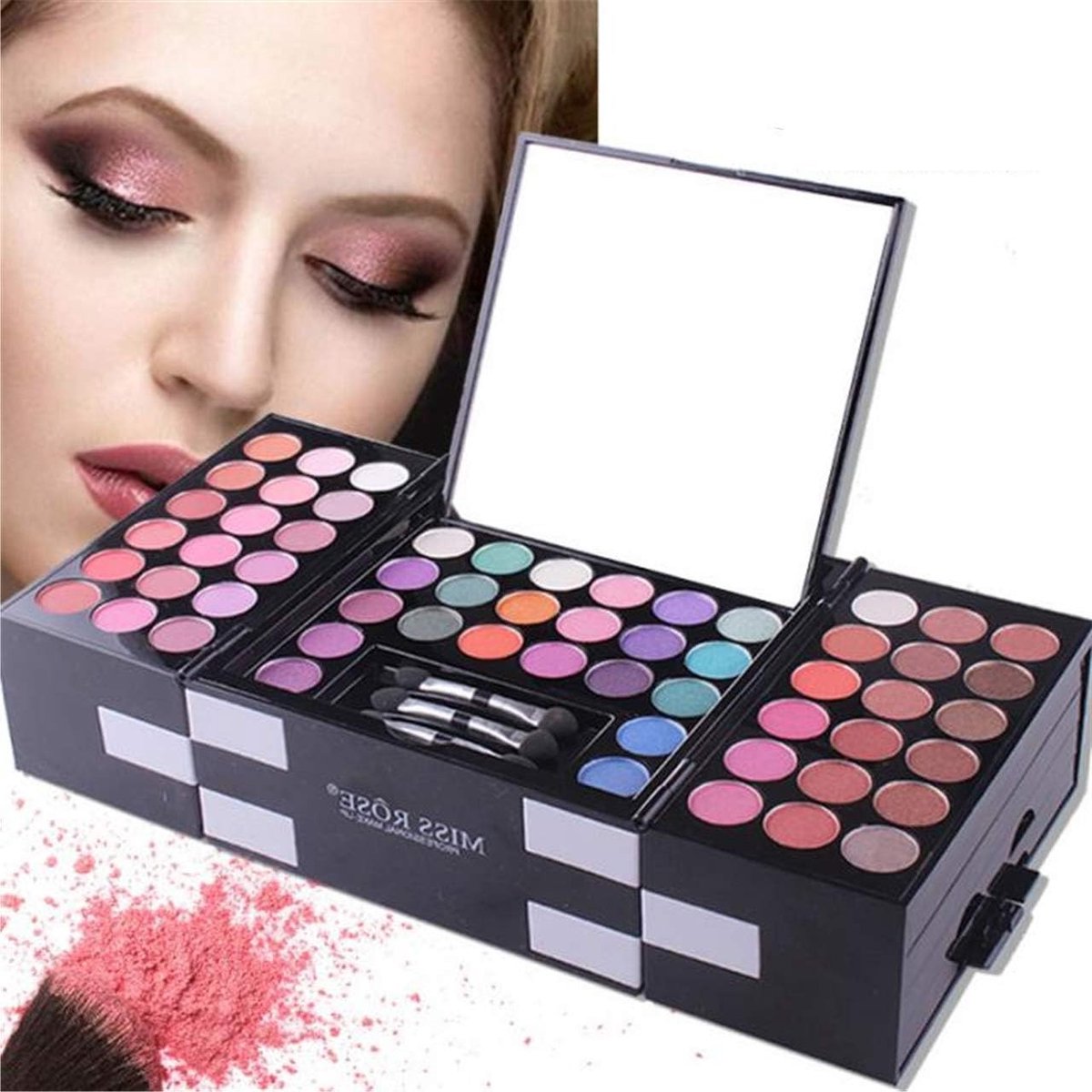 Professioneel Oogschaduw Palette met 142 Kleuren, Hoog Gepigmenteerd, Warm en Natuurlijke Make-up, Inclusief Blush en Eyebrow Poeder
