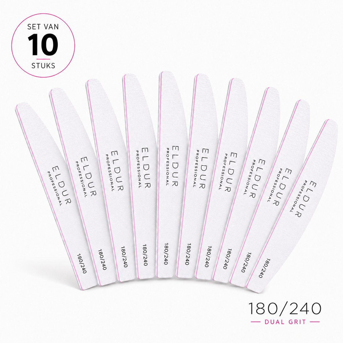 Eldur® Professionele Nagelvijl 10pcs - Moon #180/240 - Nagelverzorging - Top Kwaliteit