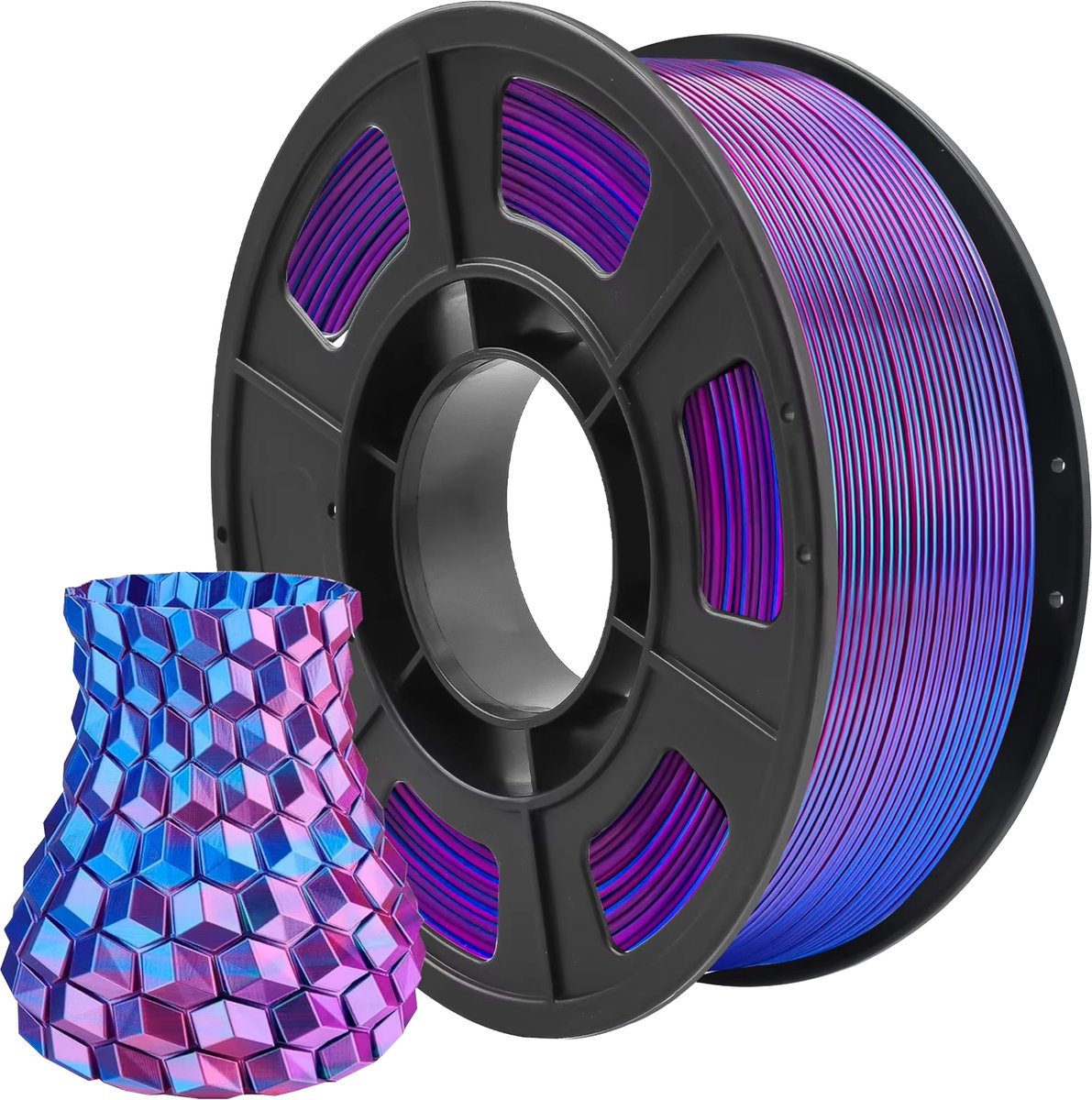 PLA Dual Color Silk+ Filament Roze/Blauw – 1.75mm – Hoge Glans – Perfect voor Draken & Display Prints — afbeelding 1