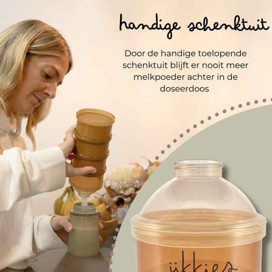 Jikkies ® - Melkpoeder doseerdoosjes - Taupe Mix - Melkpoeder bewaarbakjes - Melkpoeder toren - Melkpoederdoos - Dispenser - 4 lagen - BPA FREE - Getest op EN14372 van Jikkies — afbeelding 5