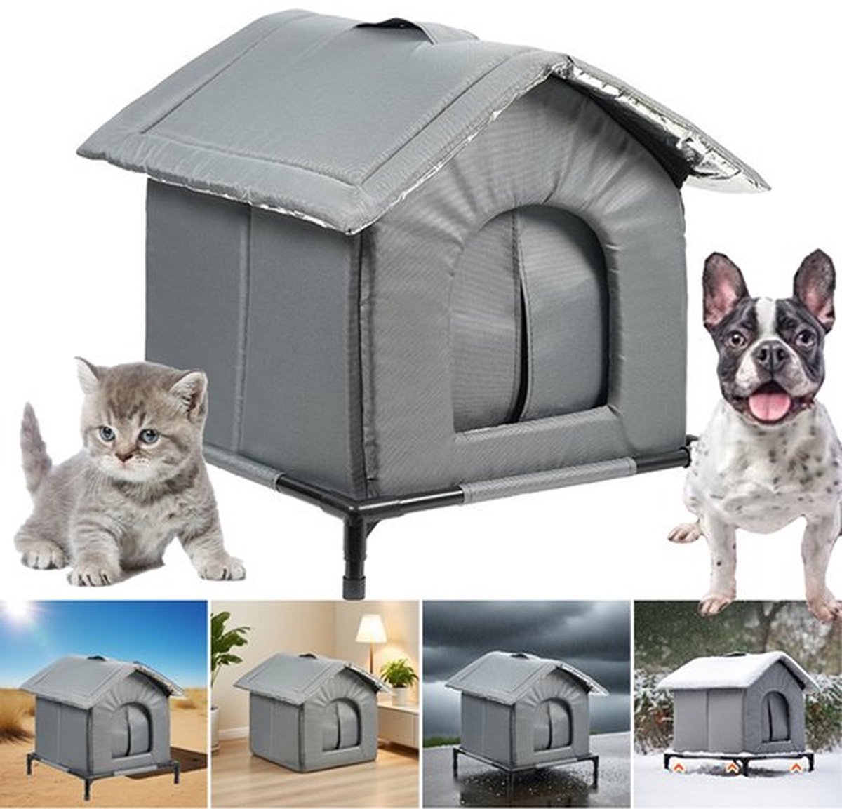 Geïsoleerde Buitenhuis voor Katten - Winterbestendig Onderkomen voor Zwerfkatten en Kleine Dieren | Vorstvrij en Waterdicht Ontwerp voor Tuin, Garage en Buitenruimte | Veilig en Knus Dierenverblijf