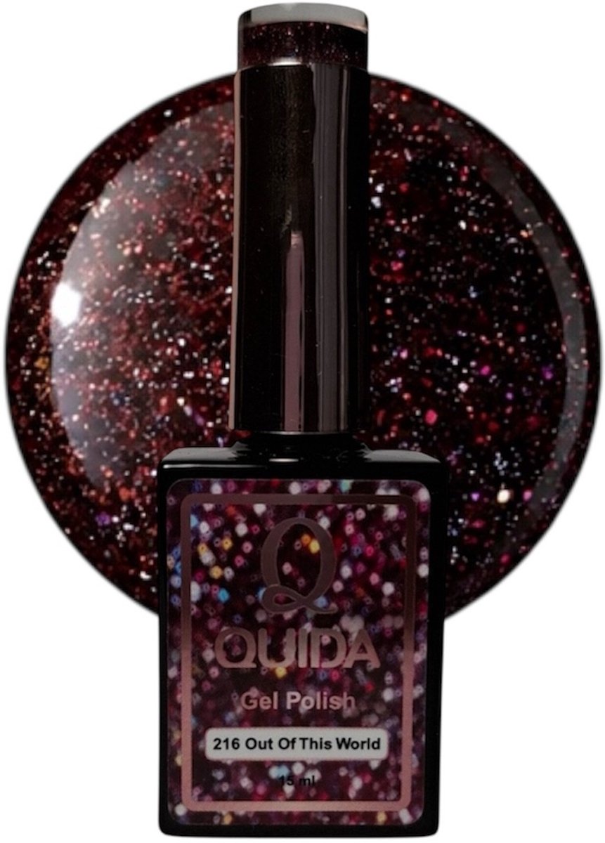 Quida Glitter Gel Polish Out Of This World #216 – Diepe Kosmische Glitter met Intense Sparkle