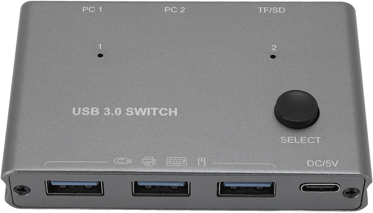 USB Schakelaar - Kiezer Hub - Twee Computers Delen - Drie Poorten Snel - 15 x 10 x 4 cm
