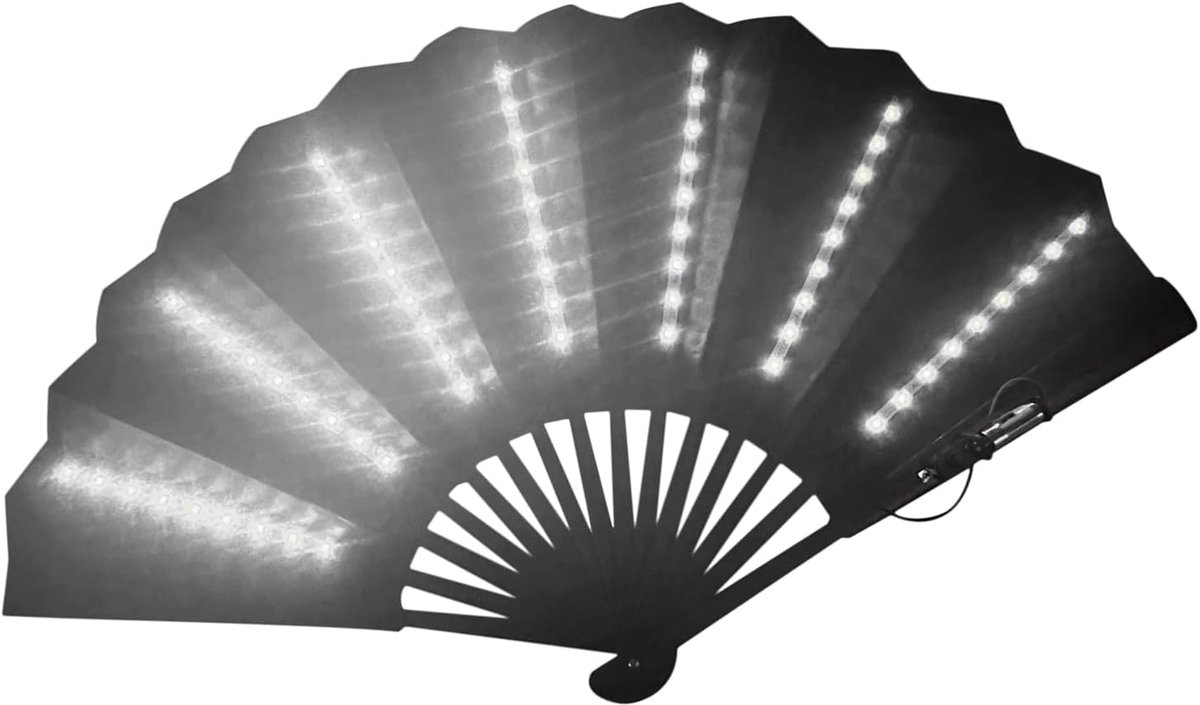 Opvouwbare Handventilator - Draagbare Koeler - Festival Evenement - Verlicht Danspodium - 41 x 12 x 7 cm - Wit