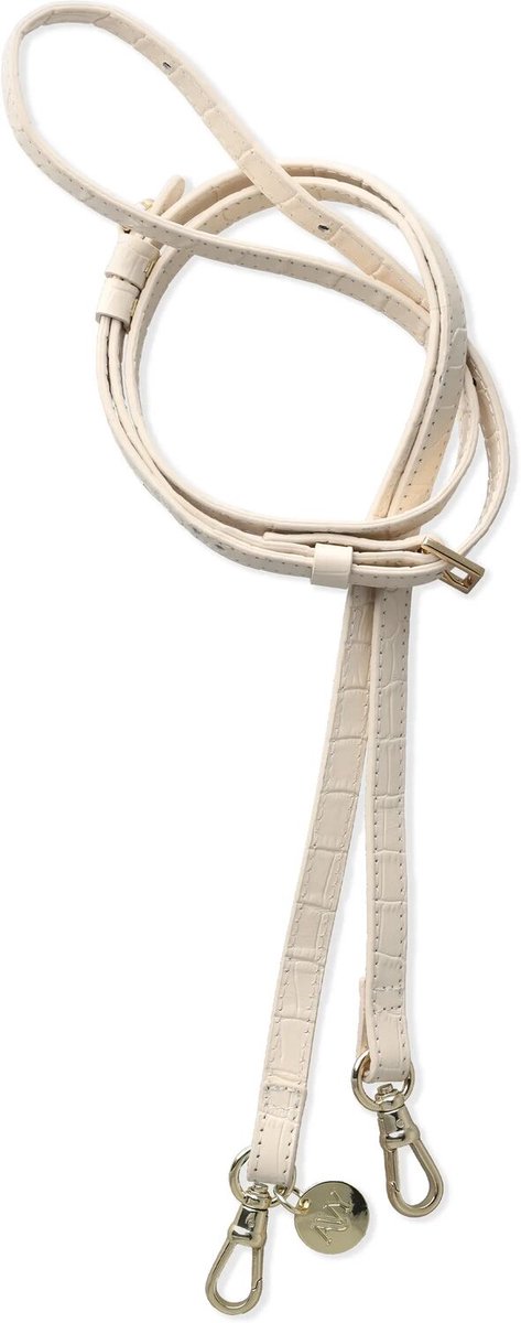 AVY Crossbody Telefoonkoord | Leren Crossbody | Lang Koord | voor Hoesjes met Koordhaakjes | Geschikt voor iPhone, Samsung en meer | 130cm | Luxe lederen stijl | Leather Croco Beige