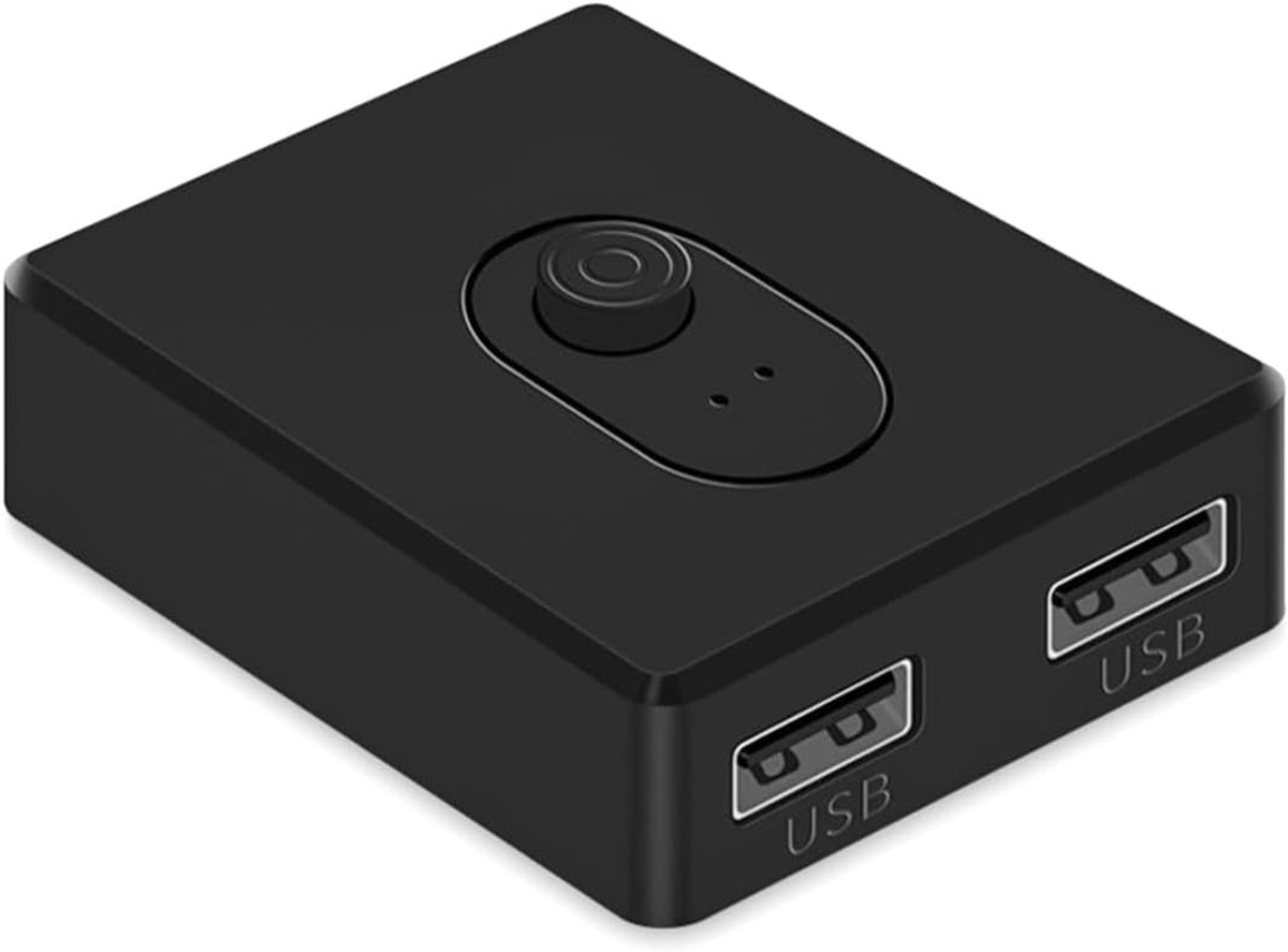 USB Switch - Apparaat Delen - Twee Computers - Bi-directioneel - 5.5 x 4.5 x 2.3 cm - Zwart