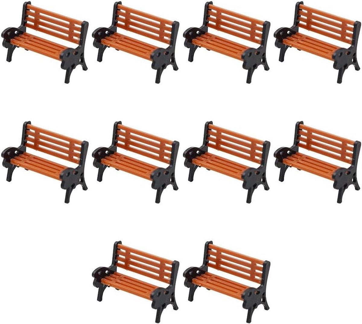 Miniatuur tuinbankjes voor modelbouw - 10 stuks - Perfect voor treinlayouts in schaal HO en OO - Decoratieve meubels voor diorama's