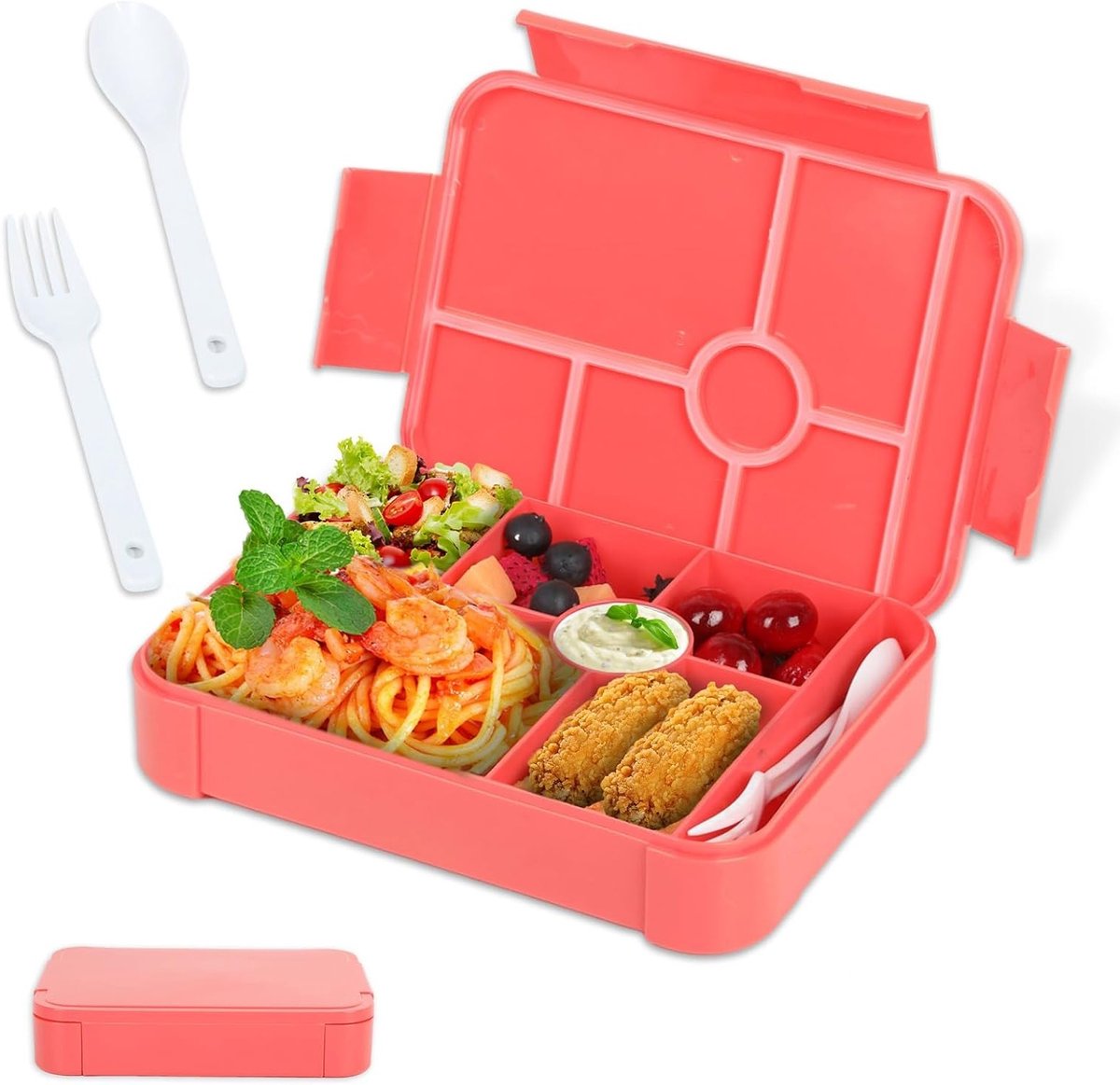 Lunchbox voor Kinderen met Compartimenten, Bento Box, 1350 ml, Lekvrij en Magnetronbestendig, Ideaal voor School en Snacks