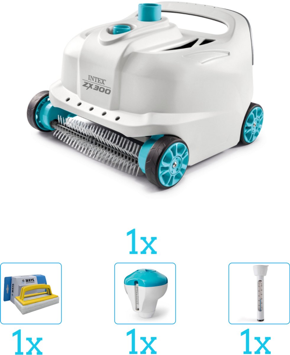 Intex Zwembad stofzuiger Deluxe ZX300 - Automatisch - 28005 inclusief Thermometer - Chloordrijver en Scrubborstel